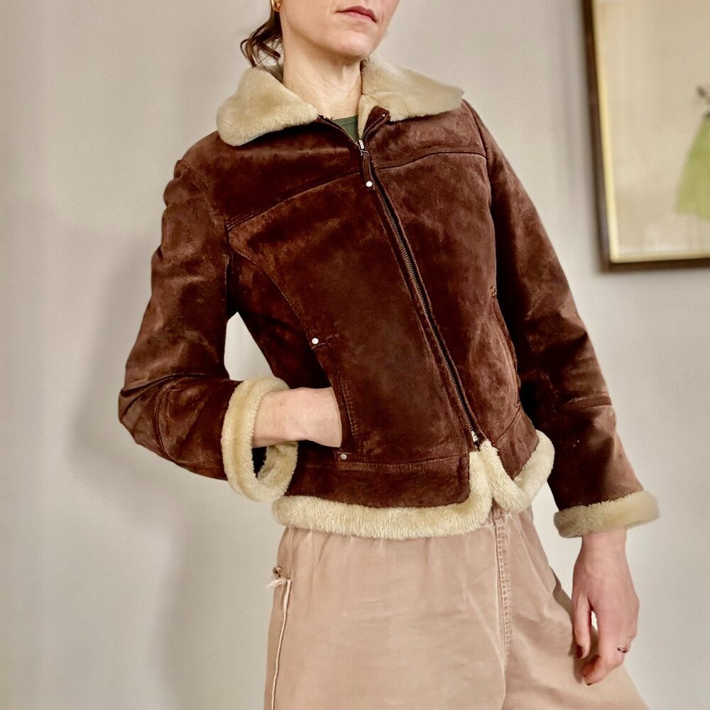 Bernardo Suede Leather Jacket Size Small